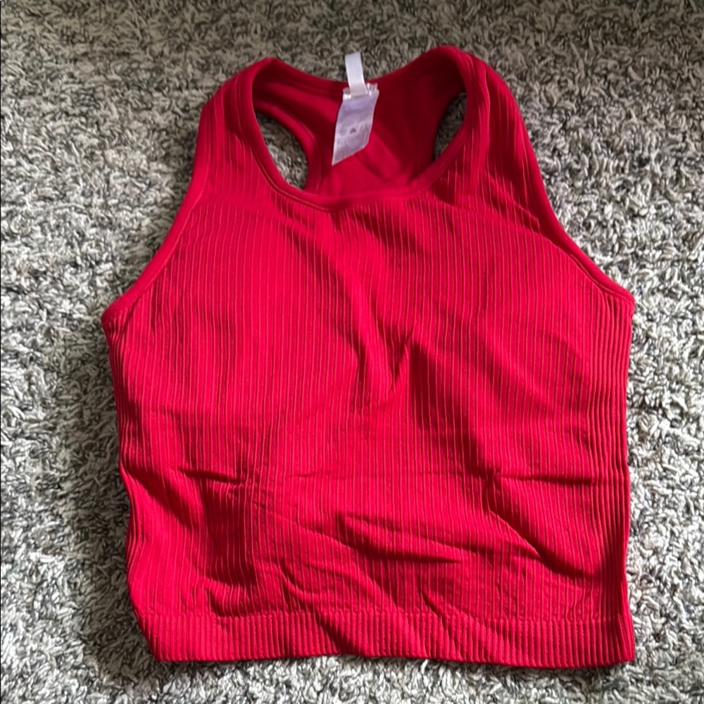 Red Ribbed Tank Top
